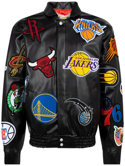 NBA Multi-Team Logo Leather Bomber Jacket