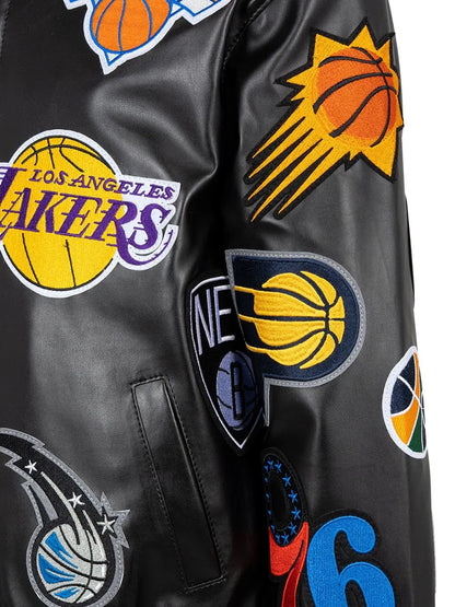NBA Multi-Team Logo Leather Bomber Jacket