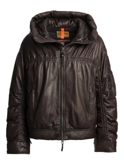 Parajumpers Down-Filled Hooded Leather Jacket