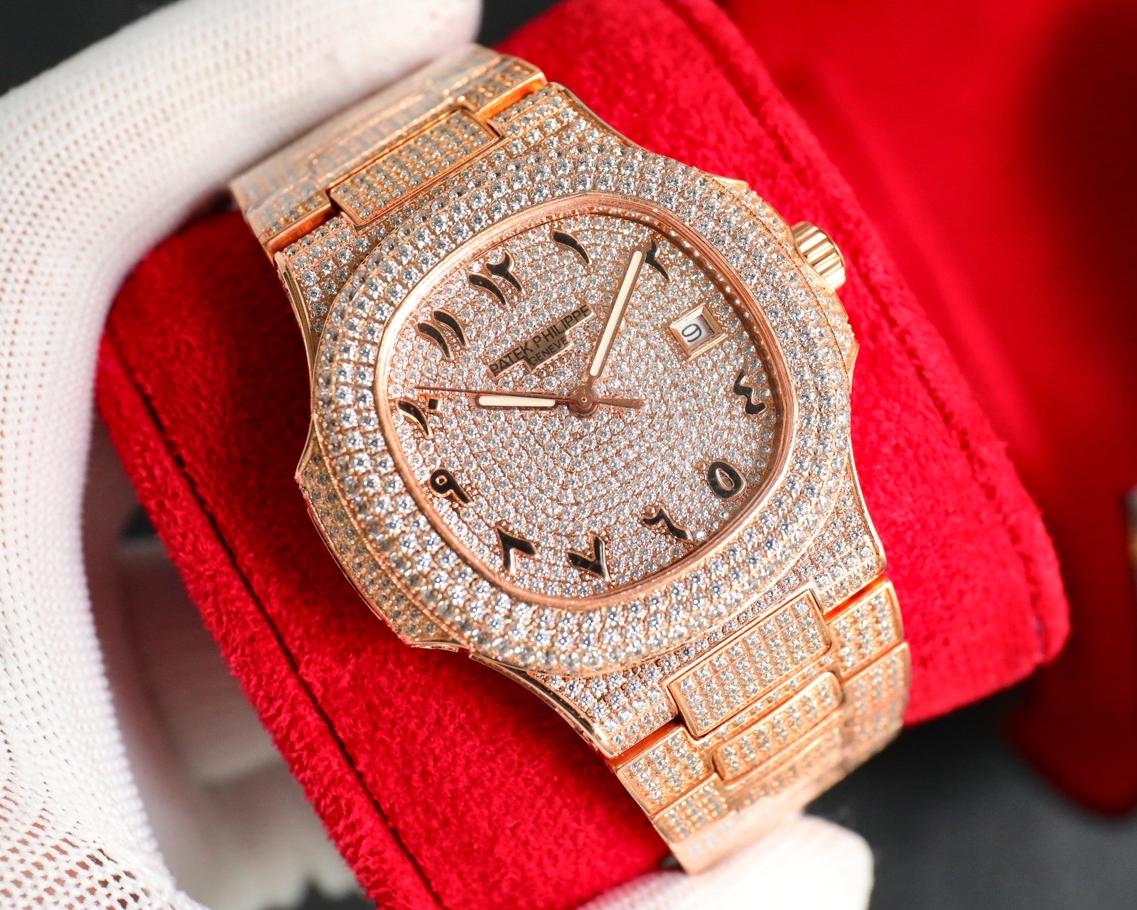 Patek Philippe Nautilus Full Diamond Arabic Dial
