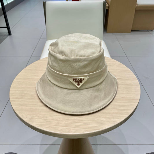Prada Bucket Hat with Logo Plaque