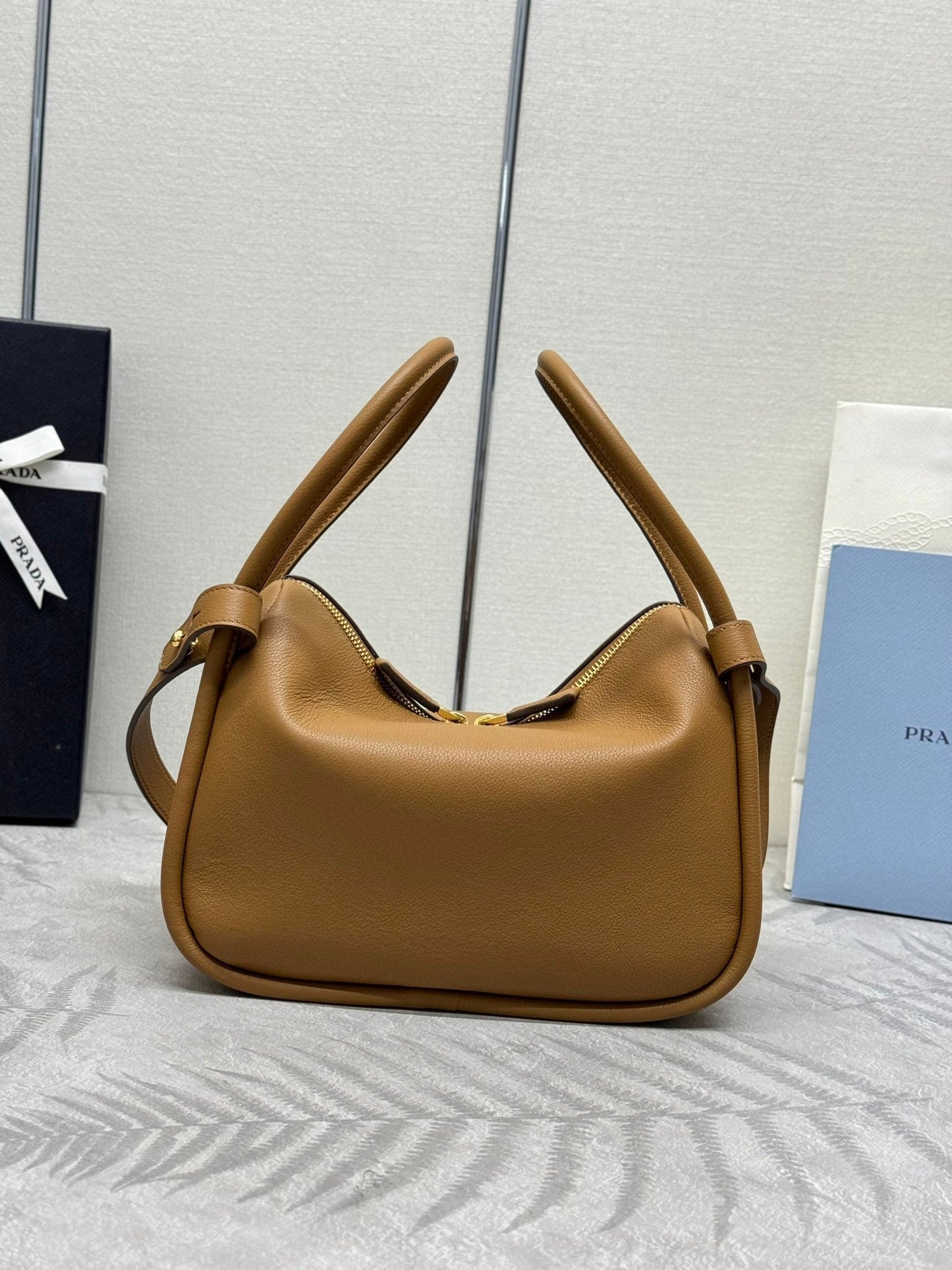 Prada Darling Leather Handbag - Caramel