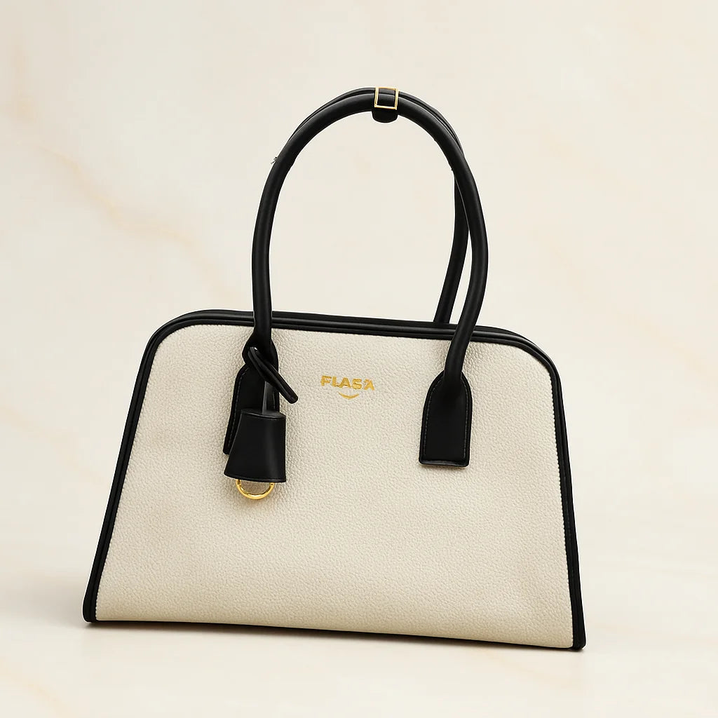 Prada Linen Blend Leather Tote Bag