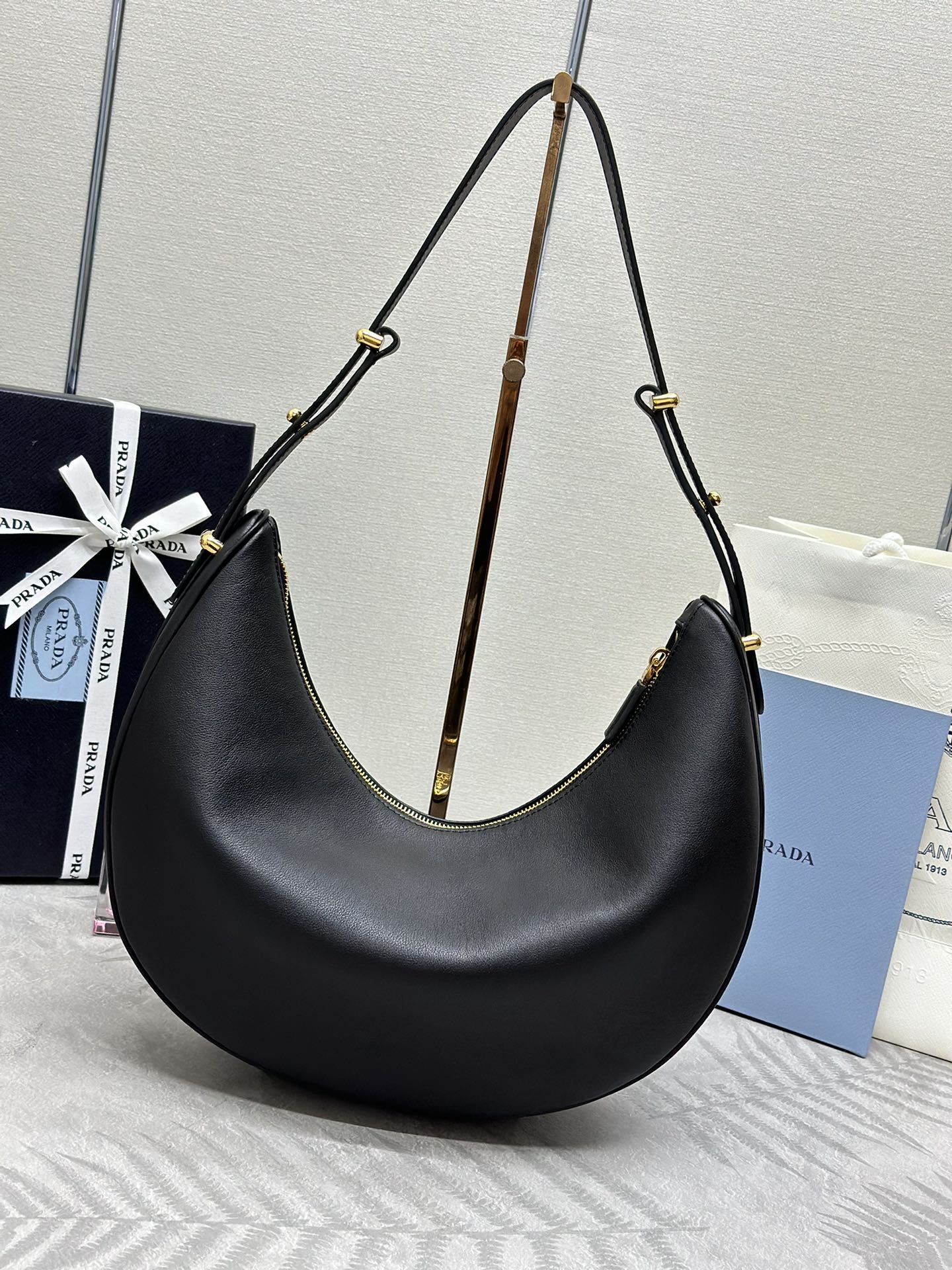 Prada Arqué Leather Shoulder Bag