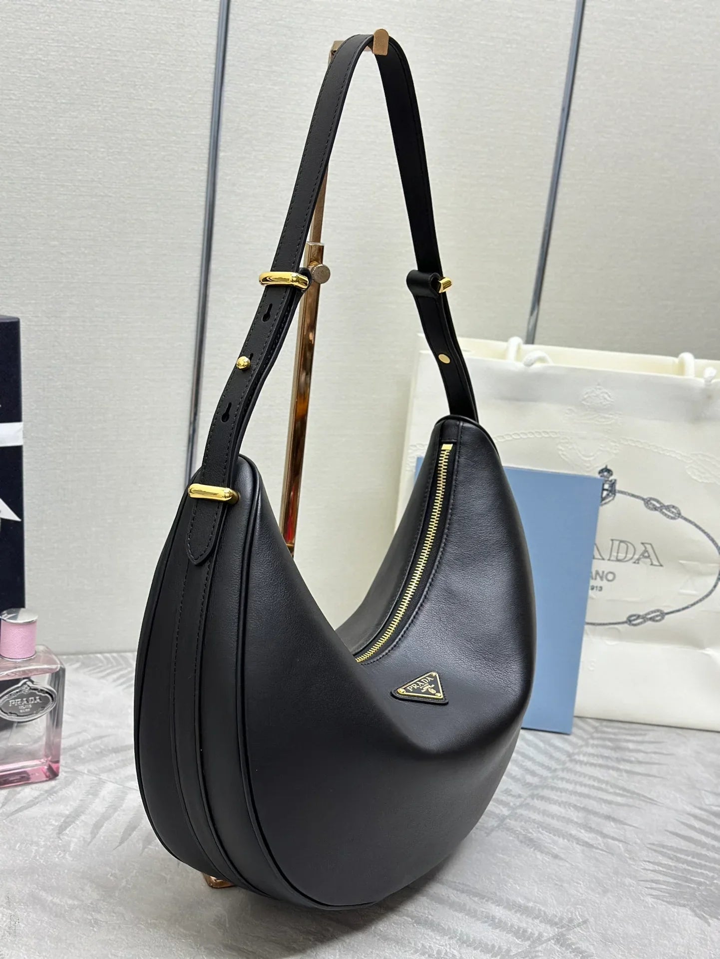 Prada Arqué Leather Shoulder Bag