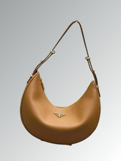 Prada Leather Moon Shoulder Bag - Caramel