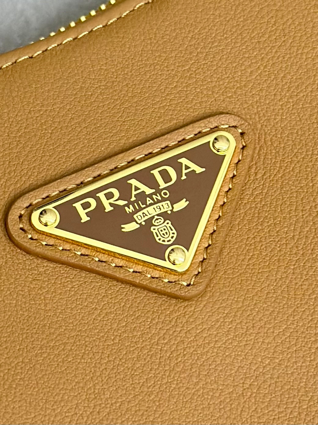 Prada Leather Moon Shoulder Bag - Caramel