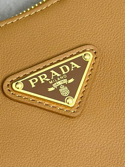 Prada Leather Moon Shoulder Bag - Caramel