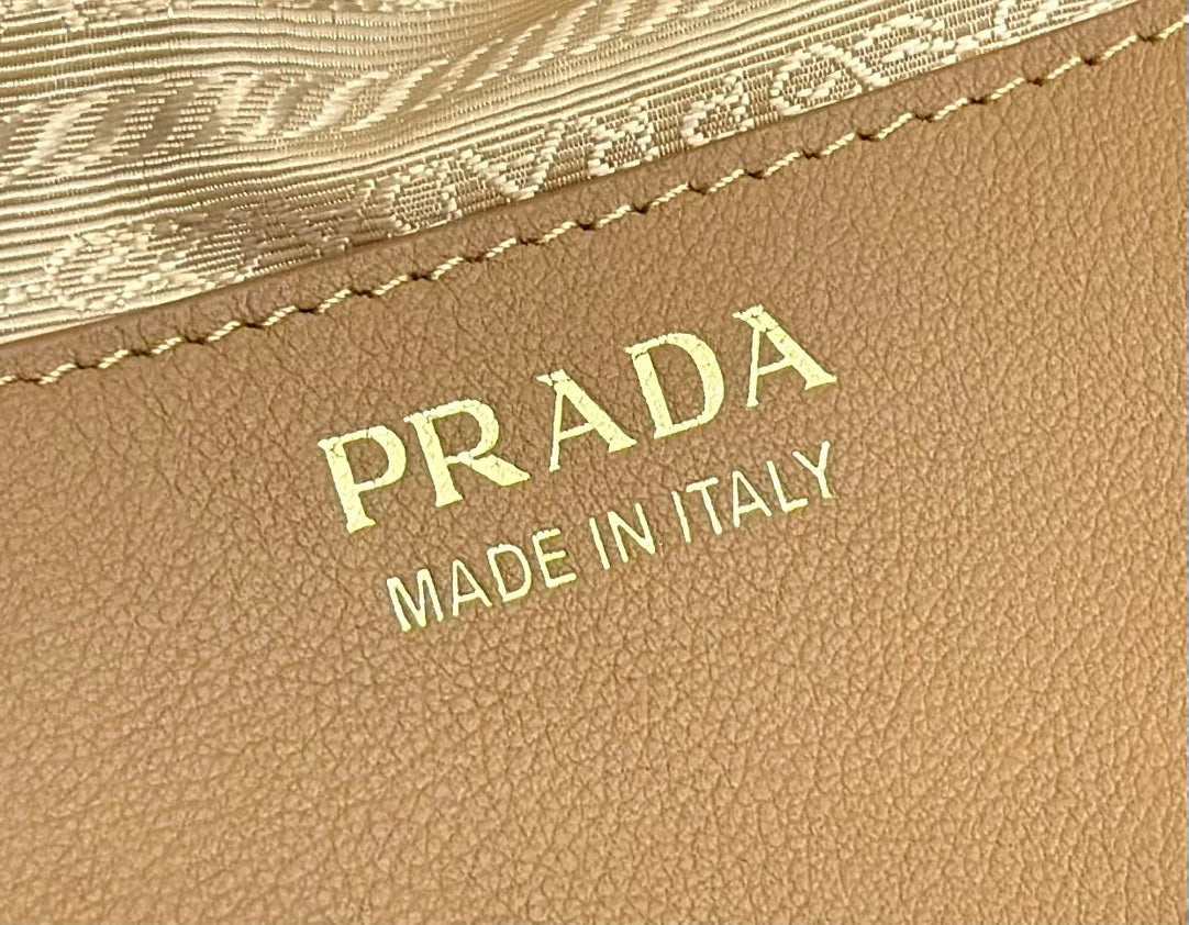 Prada Leather Moon Shoulder Bag - Caramel