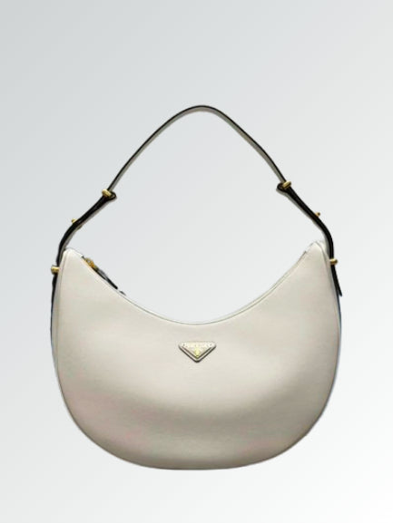 Prada Leather Moon Shoulder Bag - White