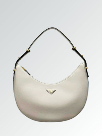 Prada Leather Moon Shoulder Bag - White