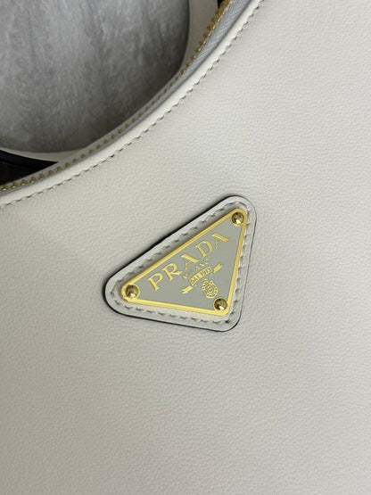 Prada Leather Moon Shoulder Bag - White