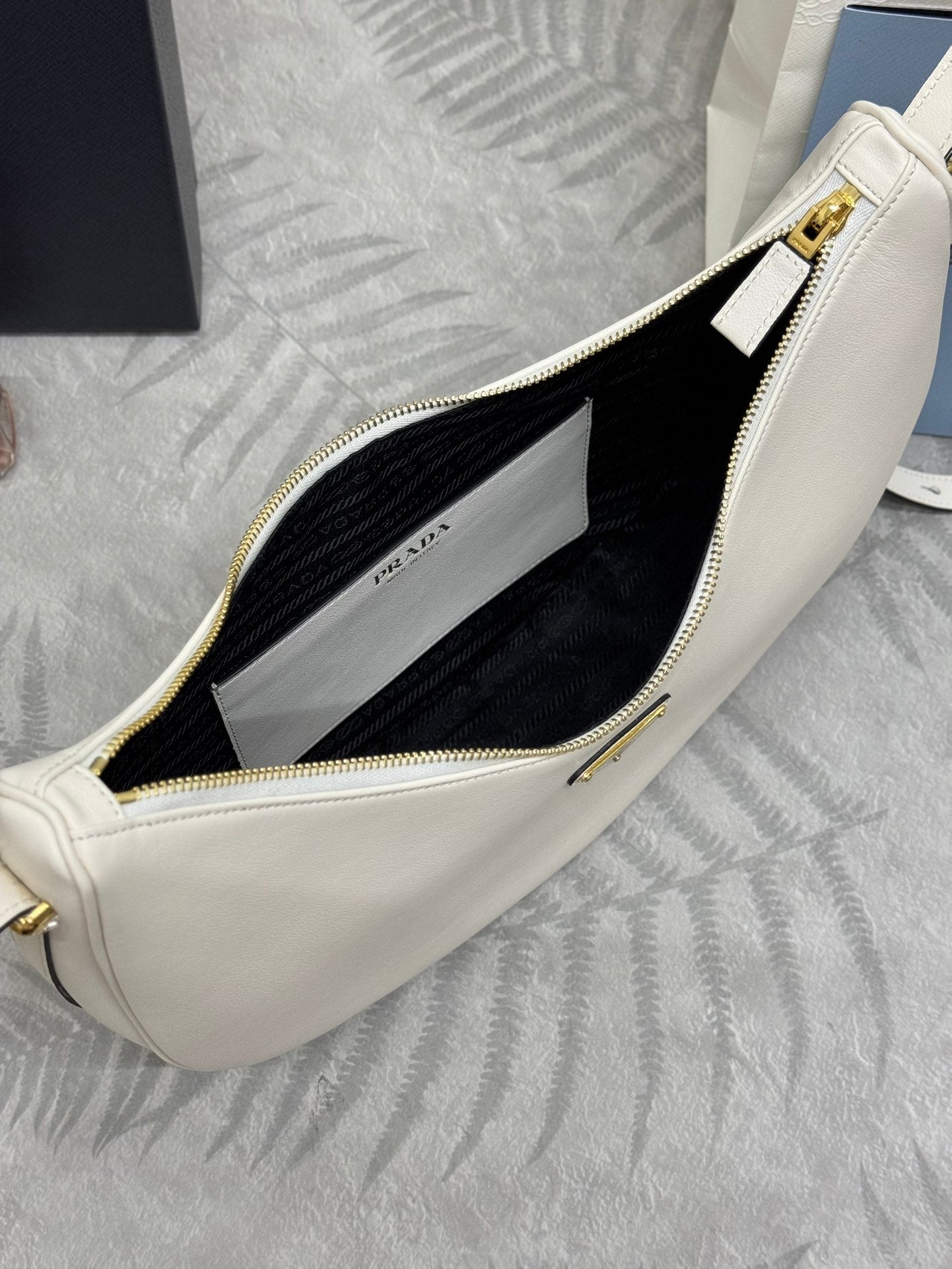 Prada Leather Moon Shoulder Bag - White