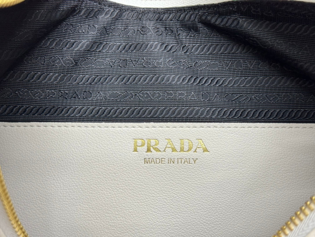 Prada Leather Moon Shoulder Bag - White