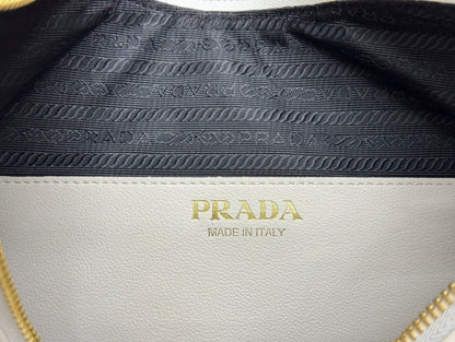 Prada Leather Moon Shoulder Bag - White