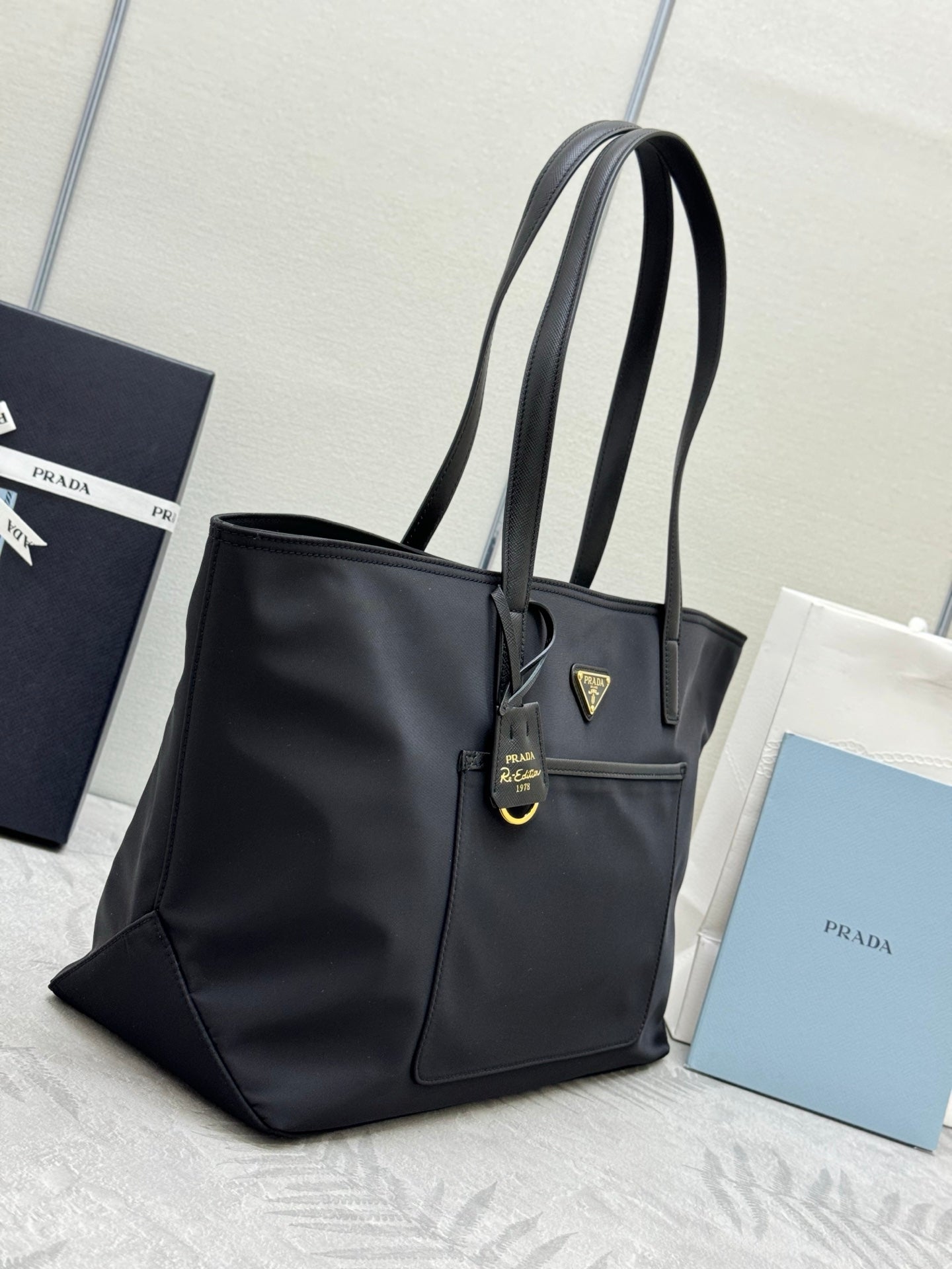 Prada Re-Edition 1978 Re-Nylon and Saffiano Leather Tote Bag - Black