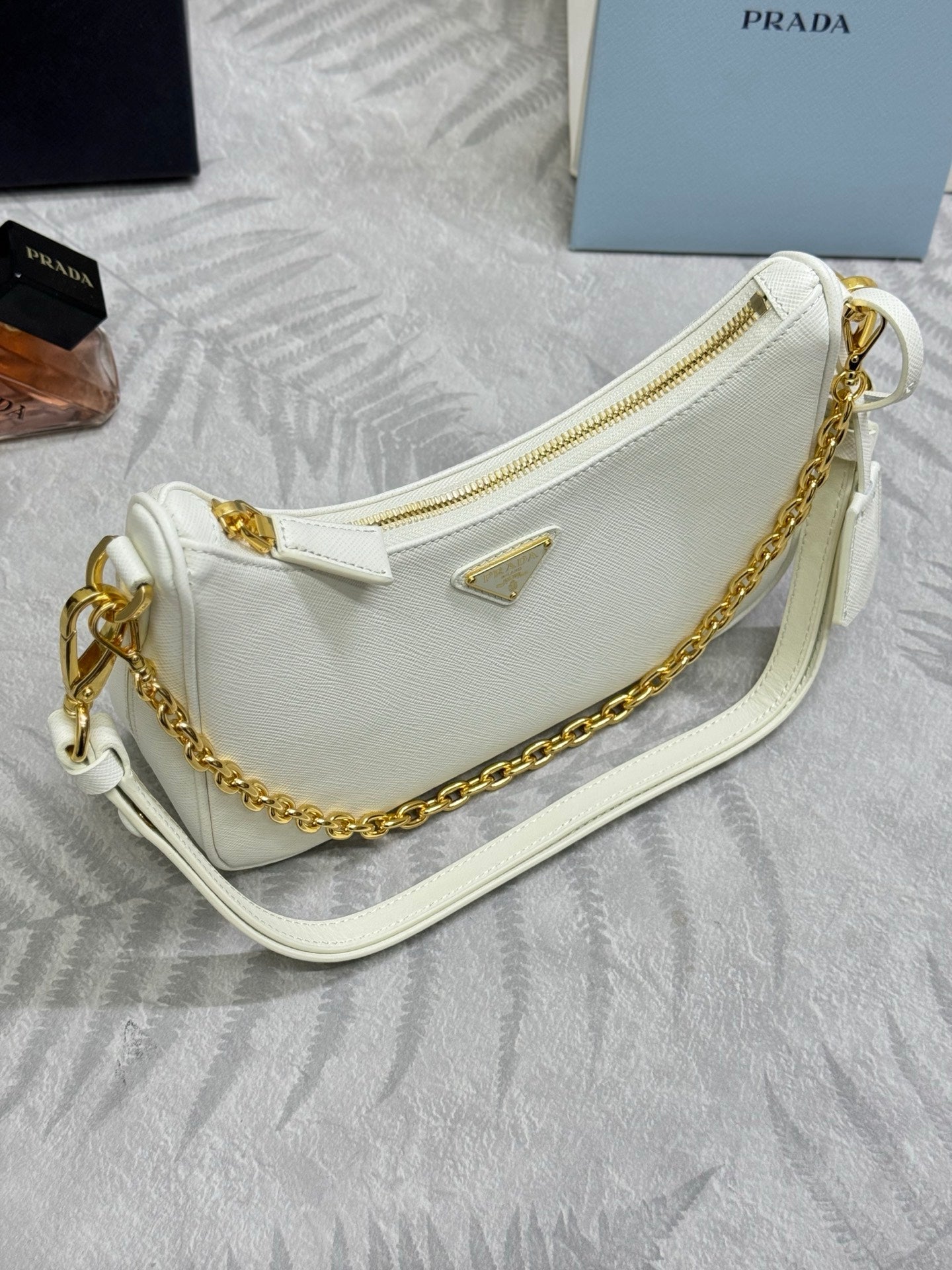 Prada Re-Edition Leather Bag – White
