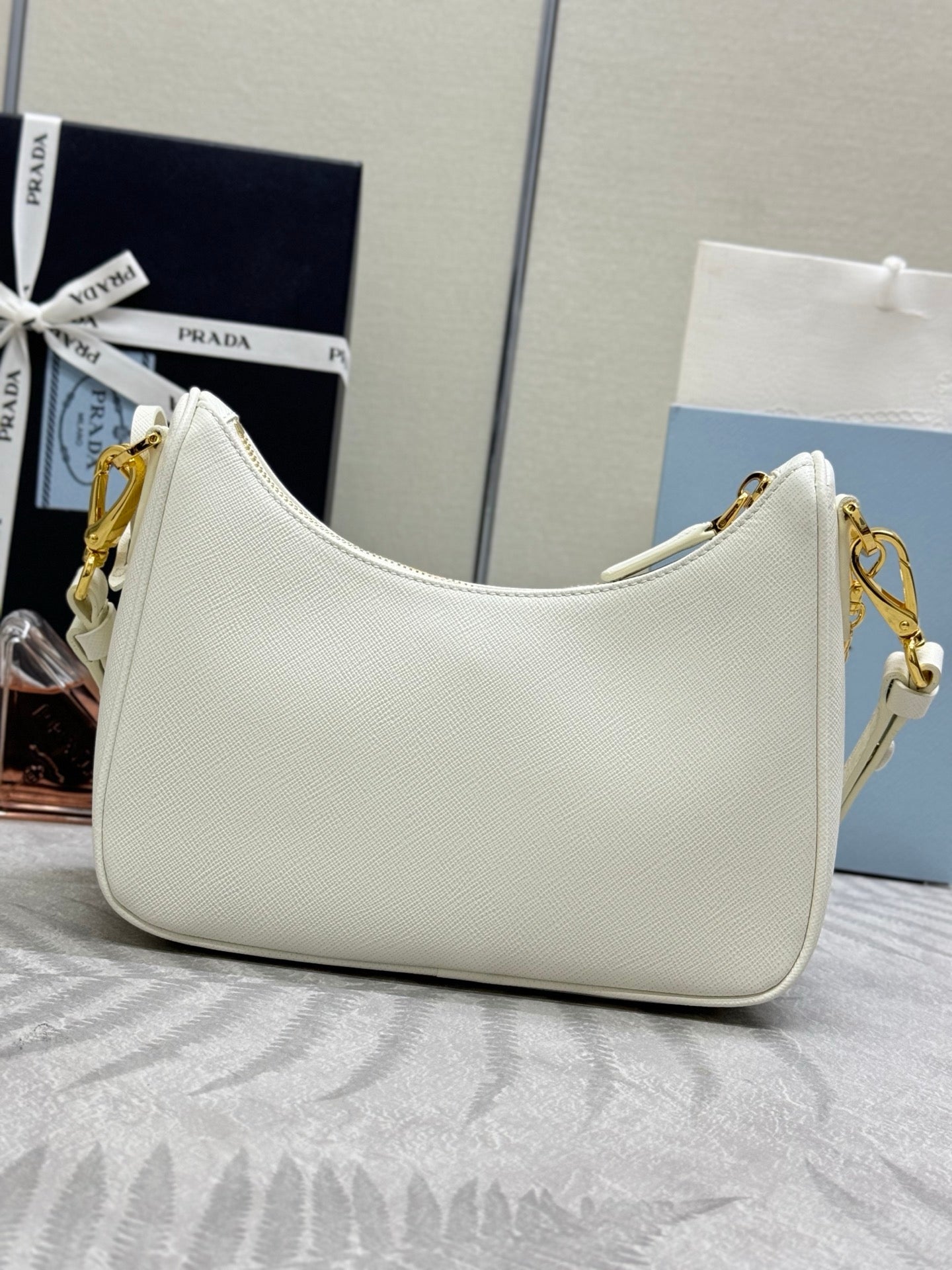 Prada Re-Edition Leather Bag – White