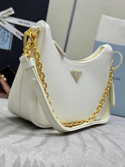 Prada Re-Edition Leather Bag – White