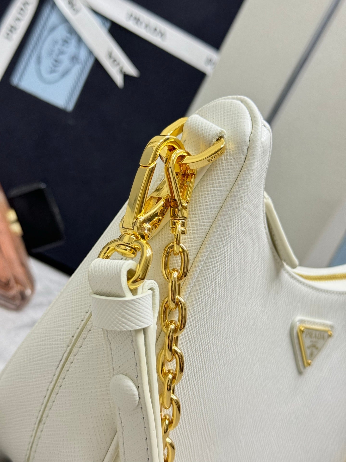 Prada Re-Edition Leather Bag – White