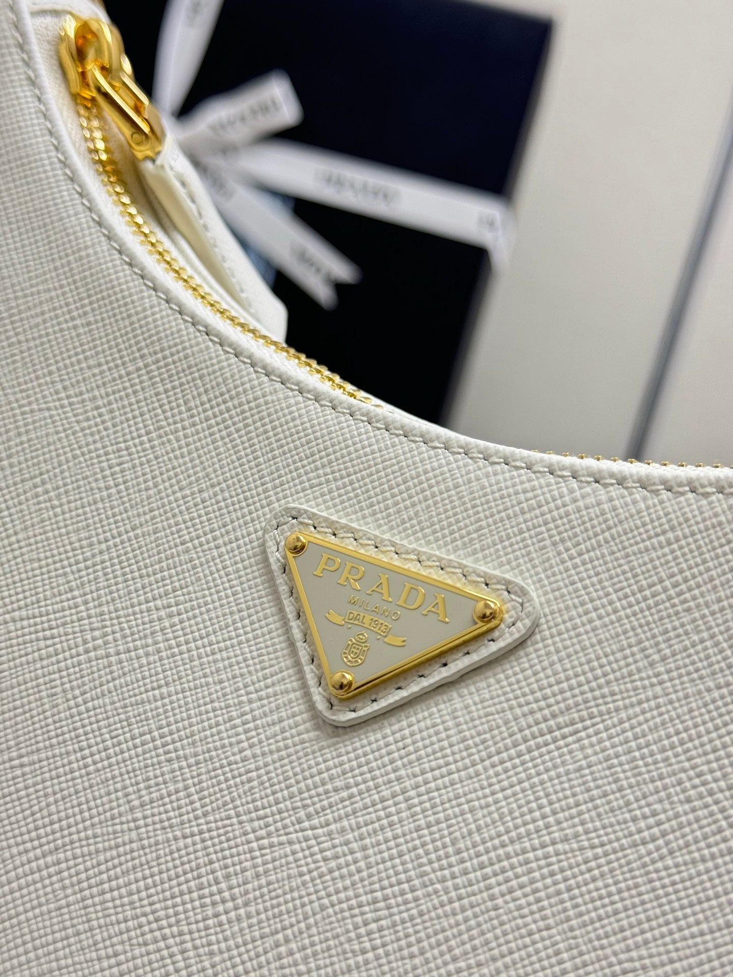 Prada Re-Edition Leather Bag – White