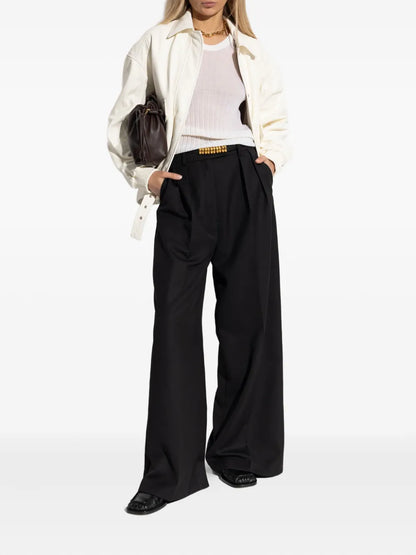 ROKH Belted Leather Bomber Jacket