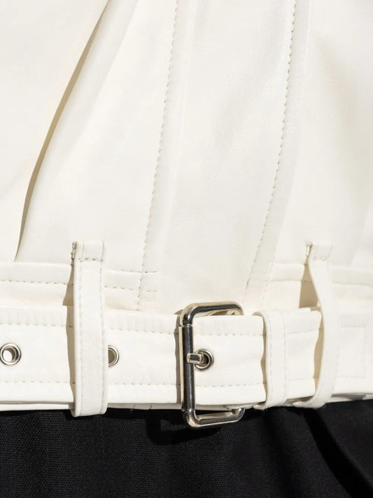 ROKH Belted Leather Bomber Jacket