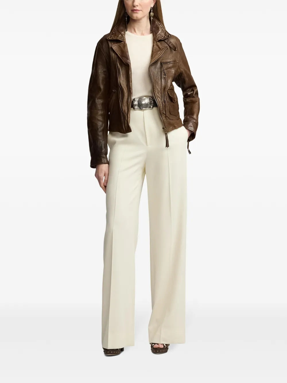 Ralph Lauren Studded Leather Biker Jacket