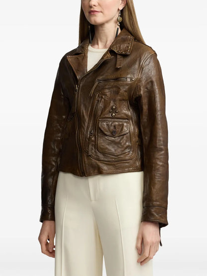 Ralph Lauren Studded Leather Biker Jacket
