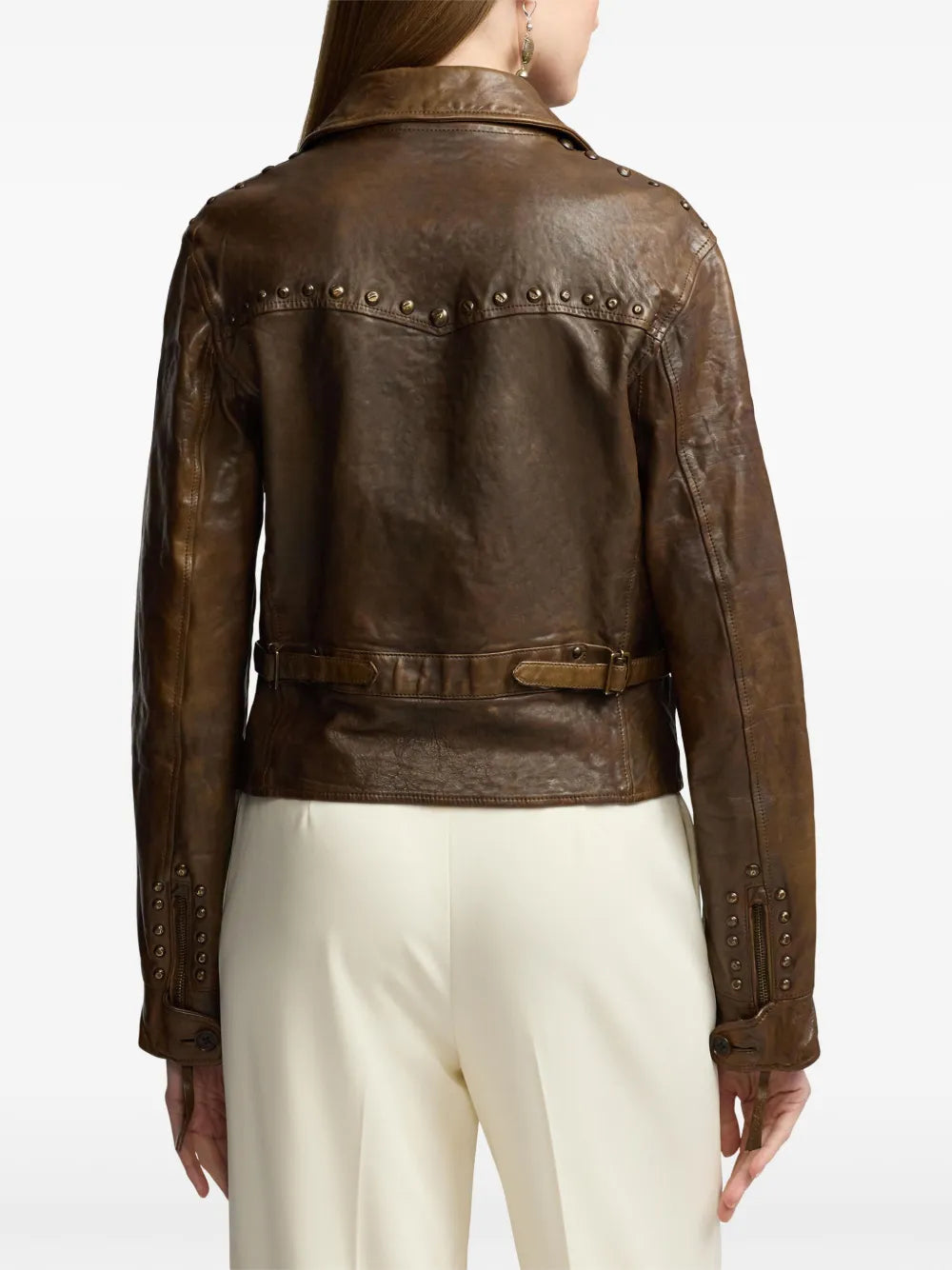Ralph Lauren Studded Leather Biker Jacket