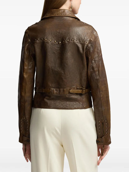 Ralph Lauren Studded Leather Biker Jacket