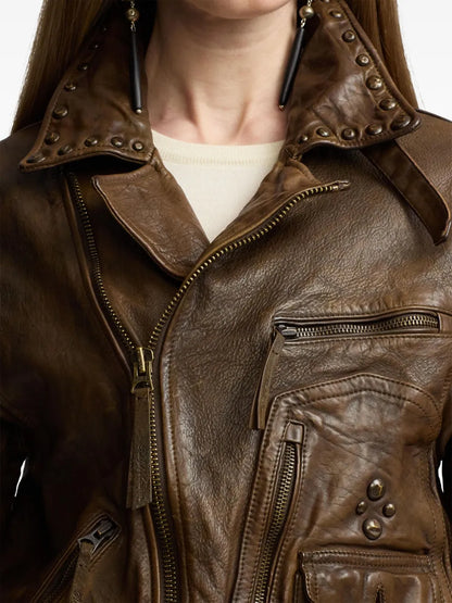 Ralph Lauren Studded Leather Biker Jacket