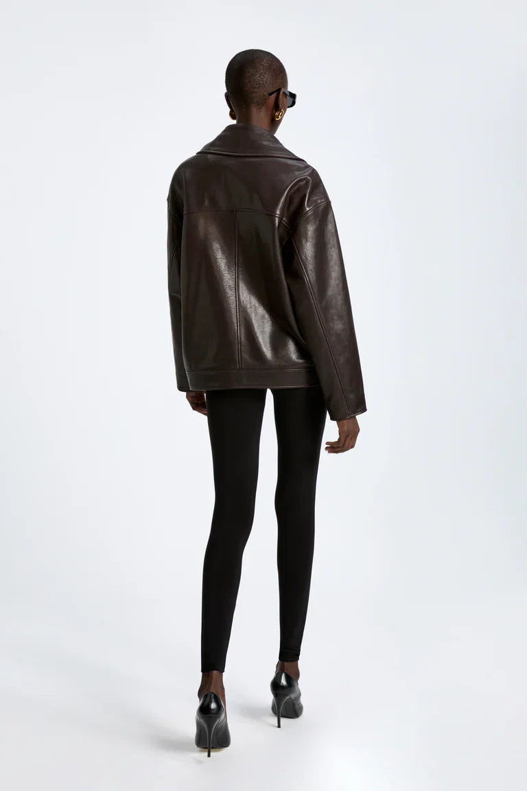 Rhett Dark Brown Leather Jacket with Fur Collar