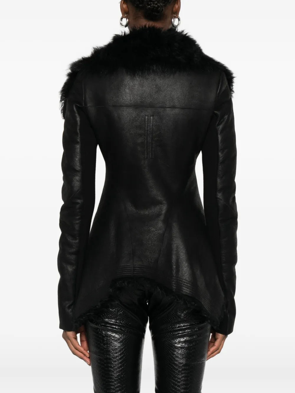 Rick Owens Shearling-Lined Asymmetric Leather Jacket
