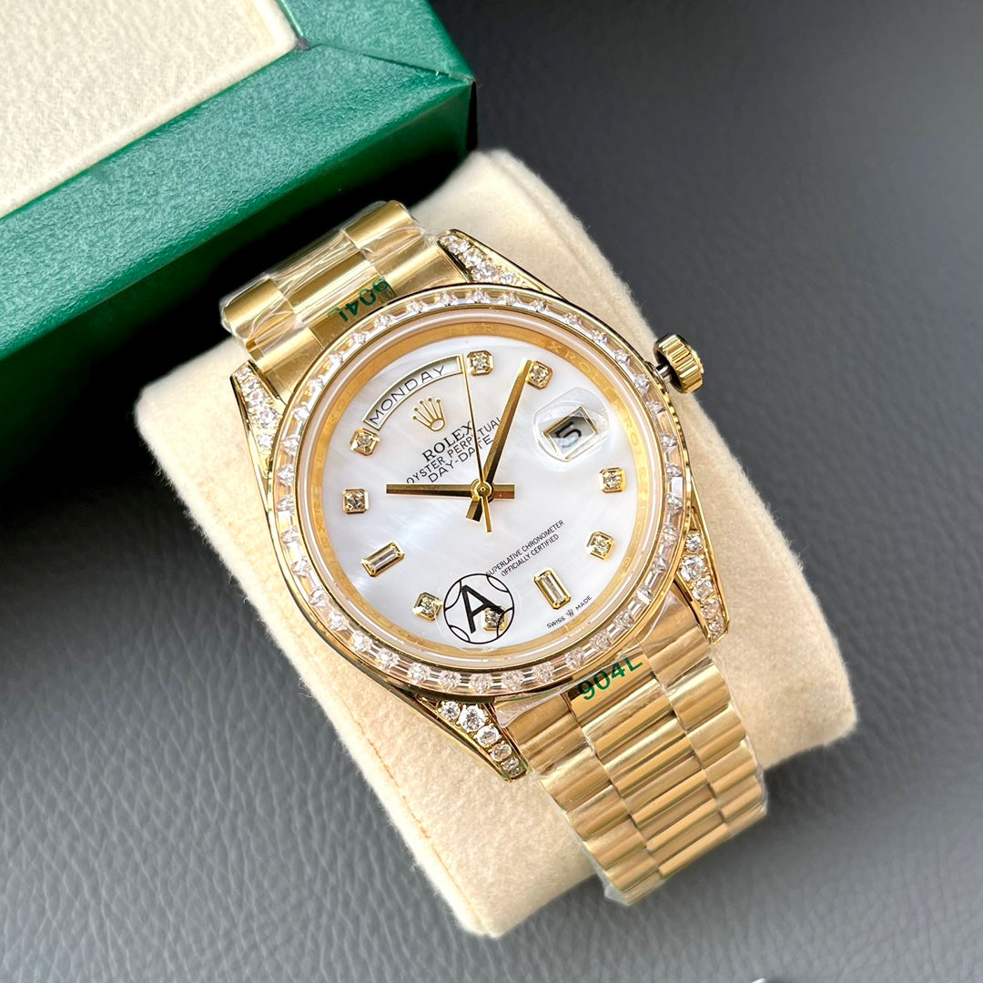 Rolex Day-Date 40 Oyster Perpetual – White Mother-of-Pearl Diamond-Set Watch