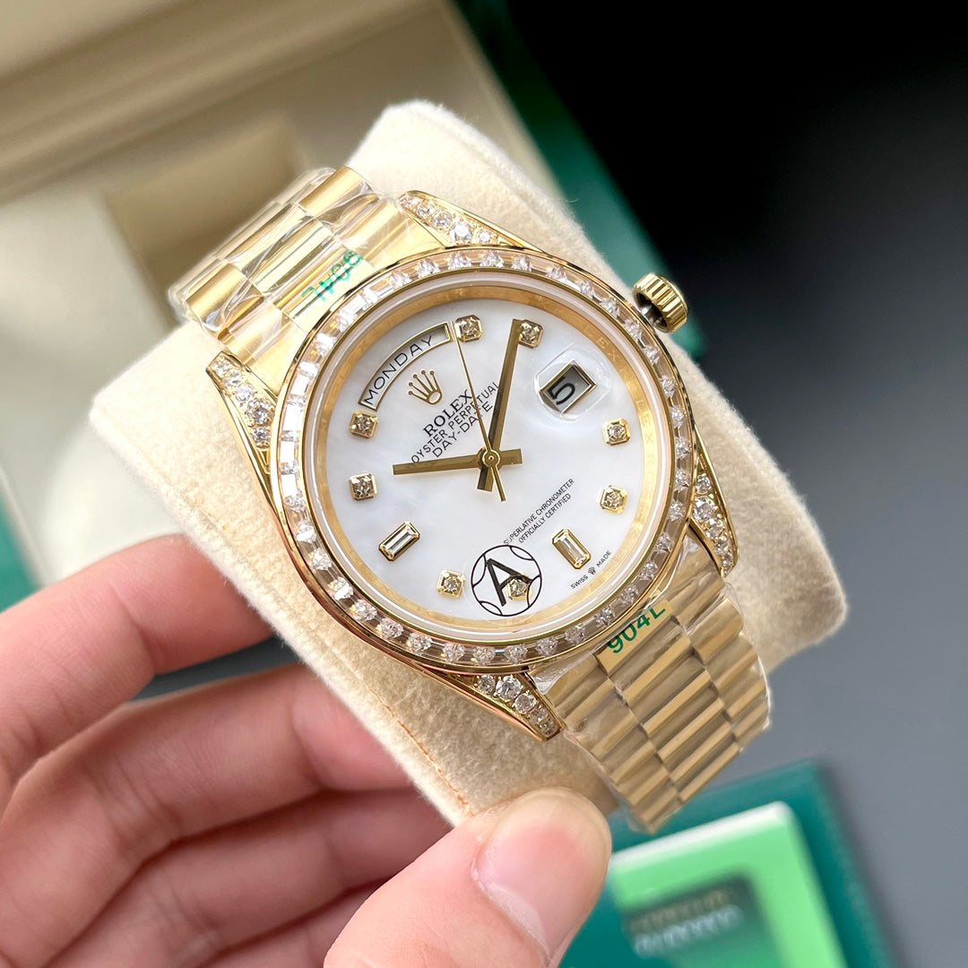 Rolex Day-Date 40 Oyster Perpetual – White Mother-of-Pearl Diamond-Set Watch