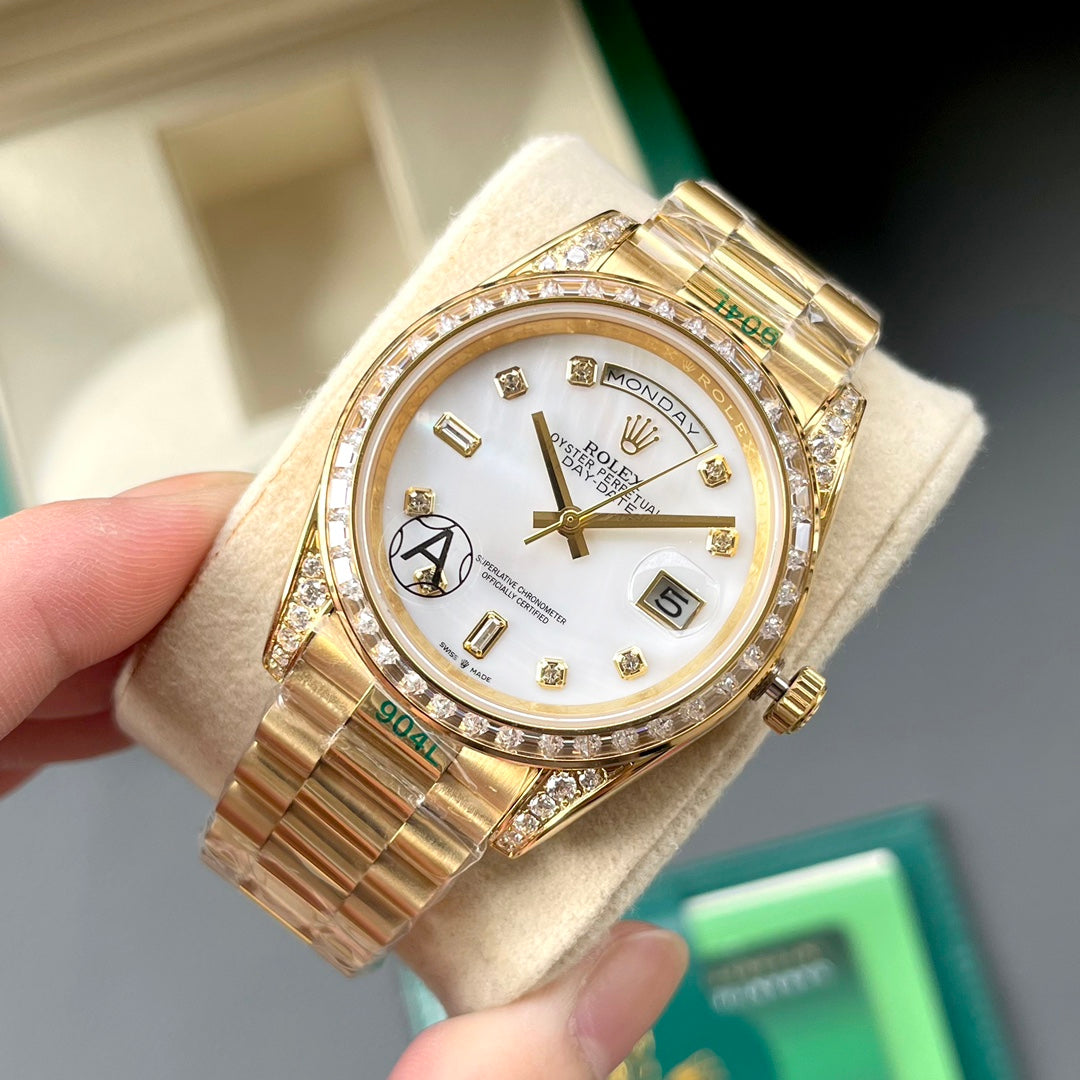 Rolex Day-Date 40 Oyster Perpetual – White Mother-of-Pearl Diamond-Set Watch
