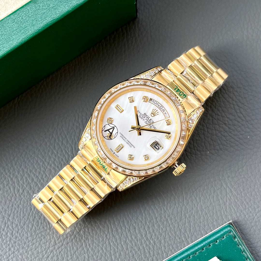 Rolex Day-Date 40 Oyster Perpetual – White Mother-of-Pearl Diamond-Set Watch