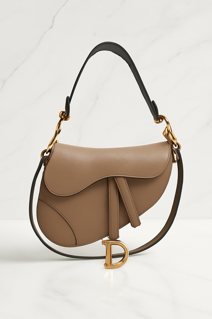 Rouge Taupe Grey Classic Saddle Bag