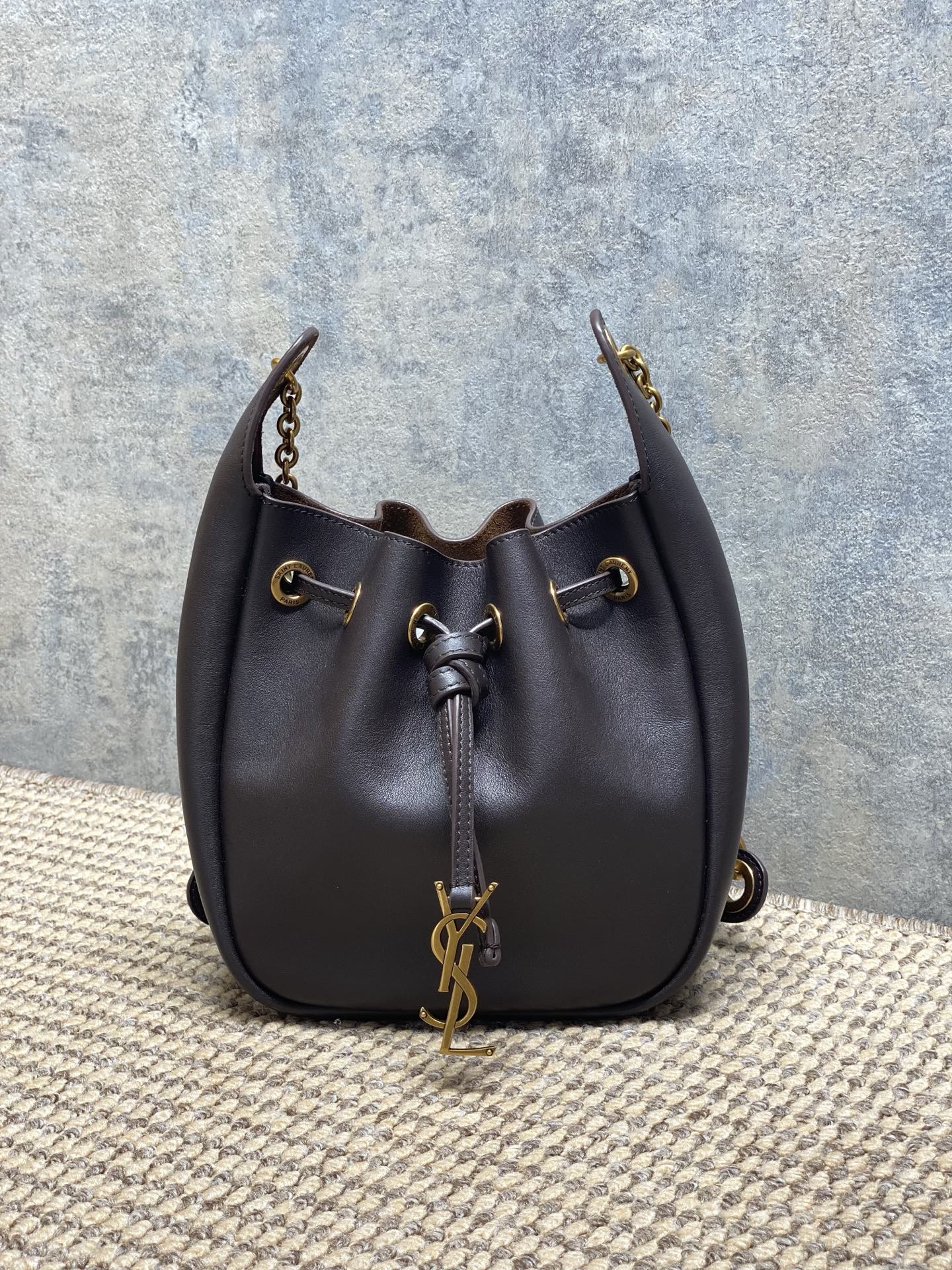 Saint Laurent Cassandre Drawstring Leather Shoulder Bag