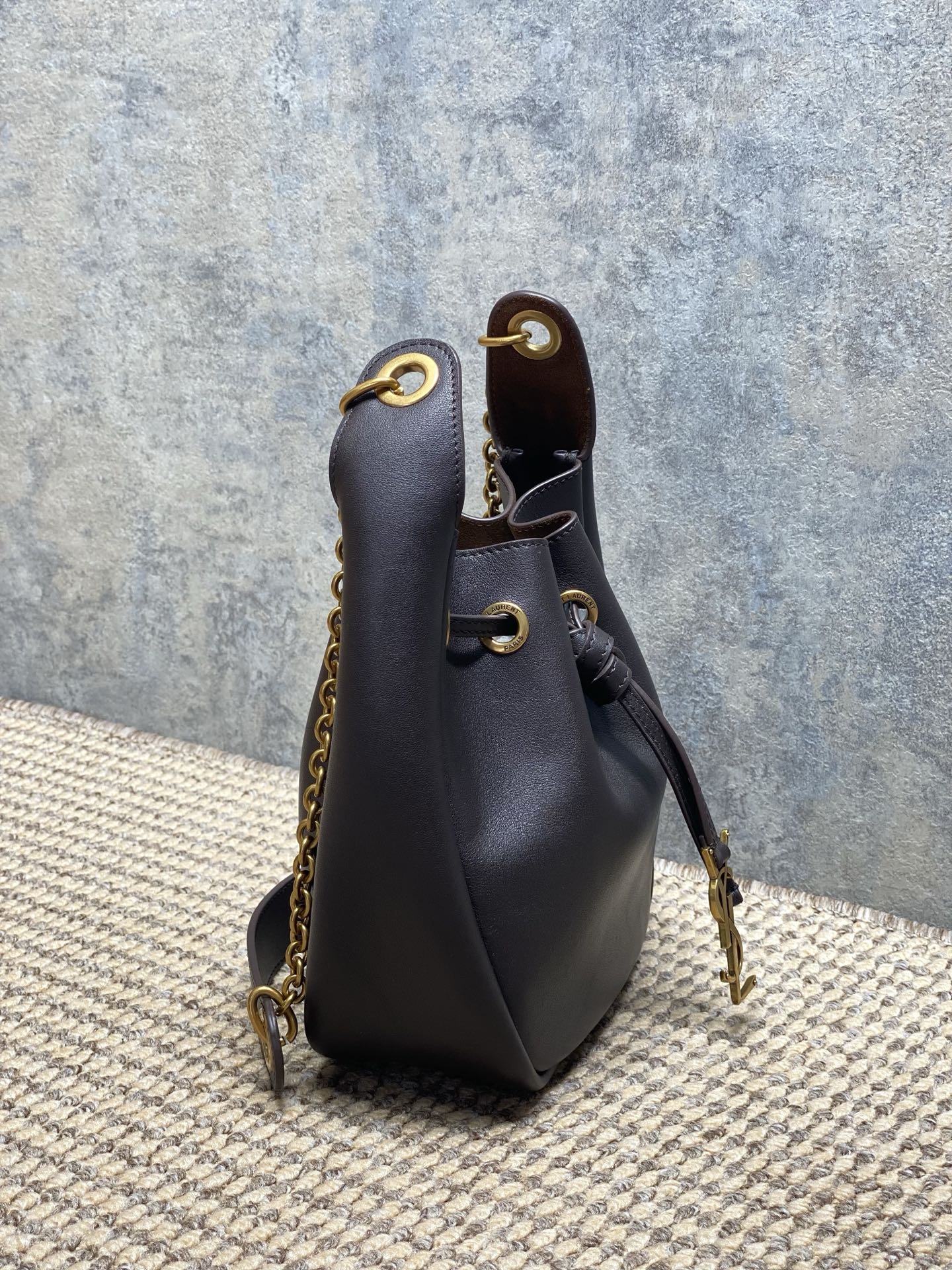 Saint Laurent Cassandre Drawstring Leather Shoulder Bag