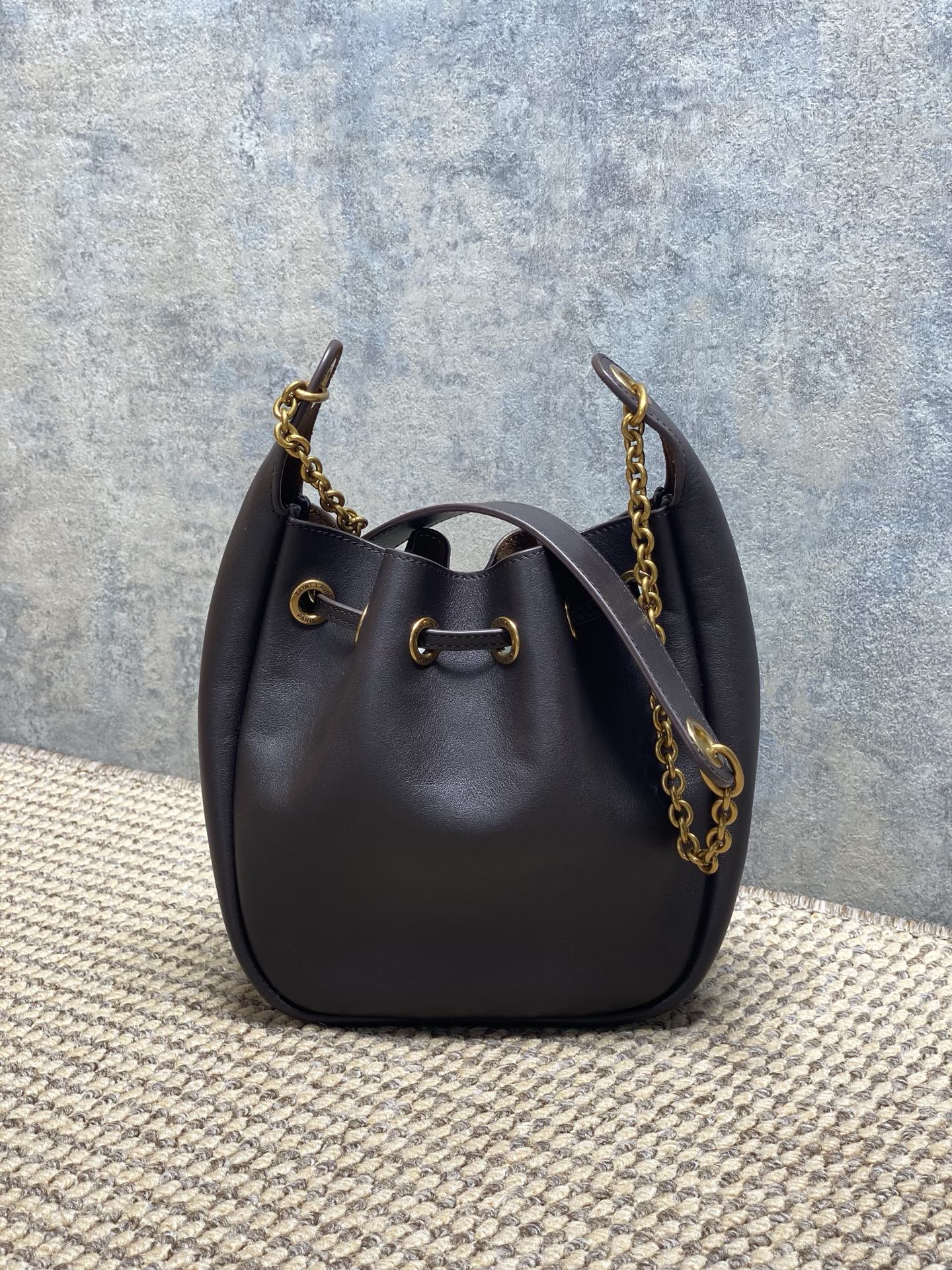 Saint Laurent Cassandre Drawstring Leather Shoulder Bag