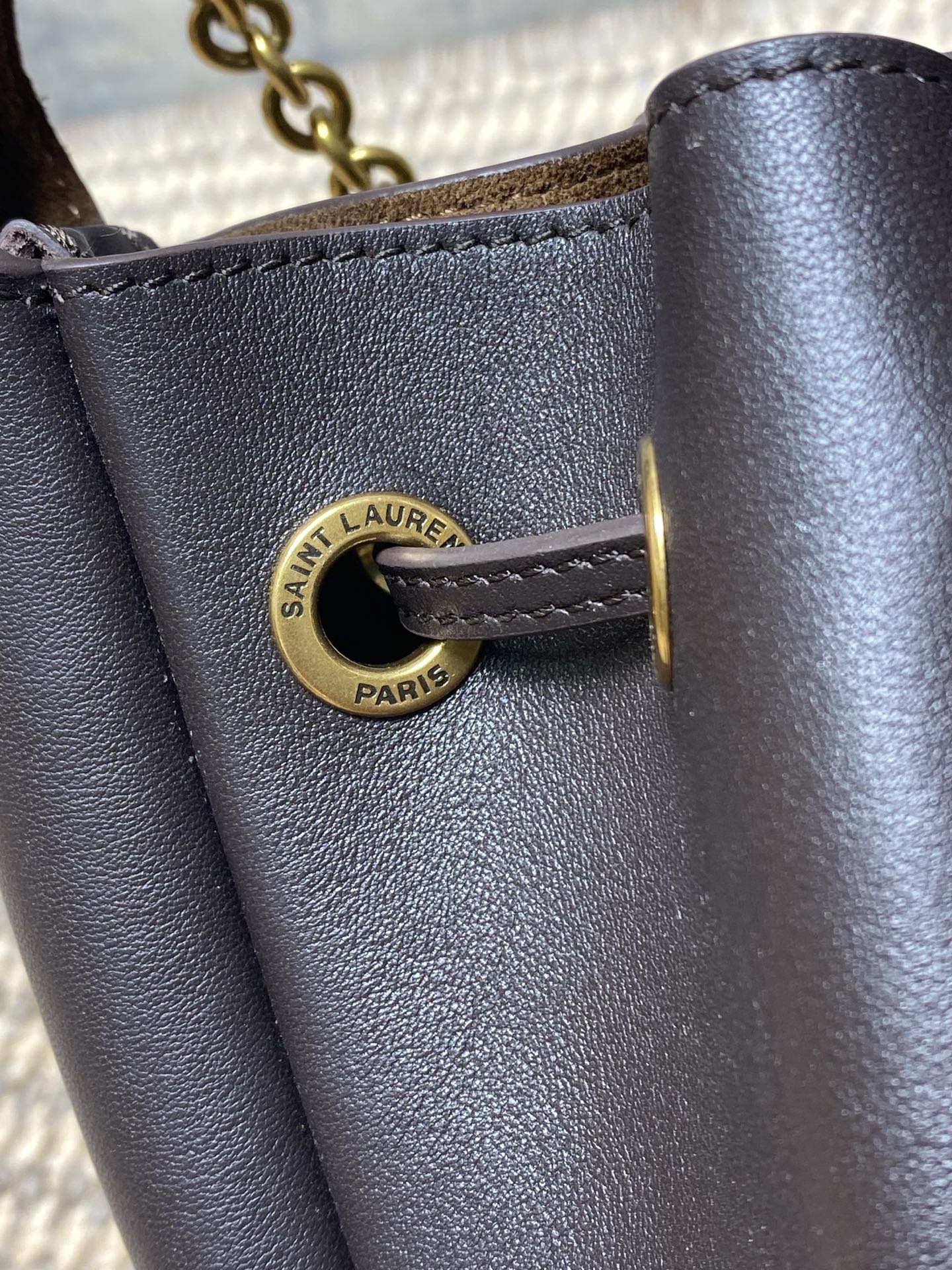 Saint Laurent Cassandre Drawstring Leather Shoulder Bag