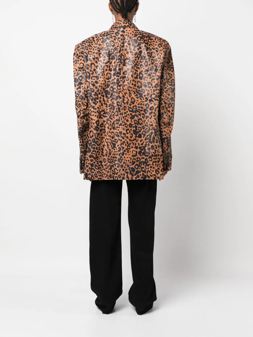 Saint Laurent Leopard-Print Leather Blazer