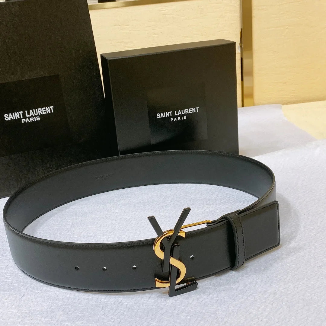 Saint Laurent Monogram Buckle Leather Belt