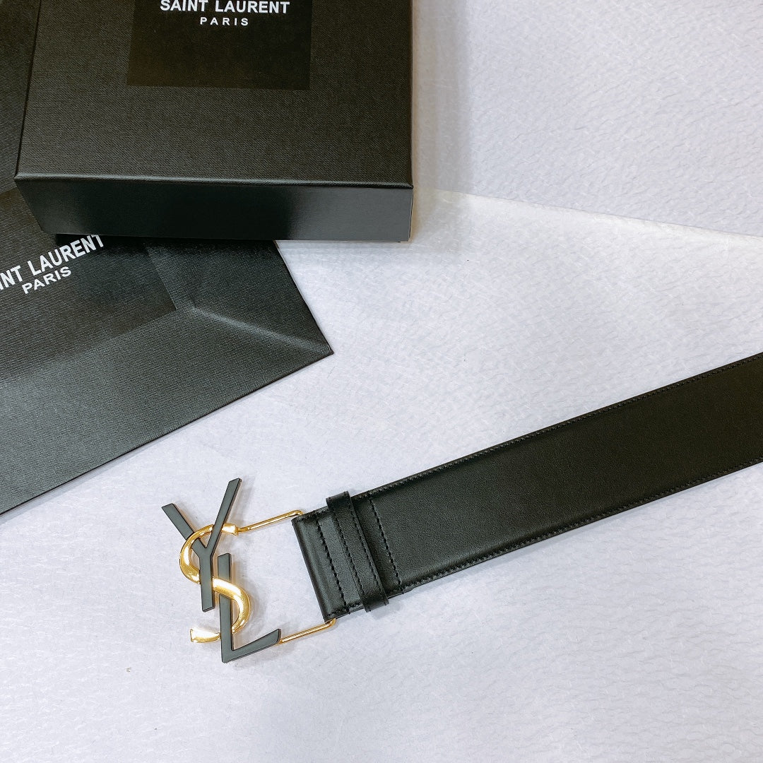 Saint Laurent Monogram Buckle Leather Belt