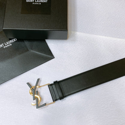 Saint Laurent Monogram Buckle Leather Belt