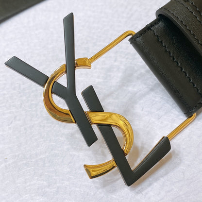 Saint Laurent Monogram Buckle Leather Belt