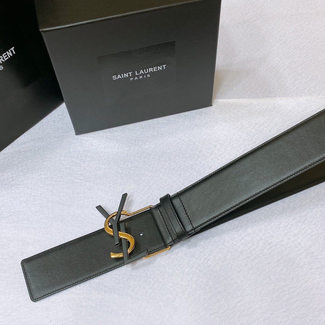 Saint Laurent Monogram Buckle Leather Belt
