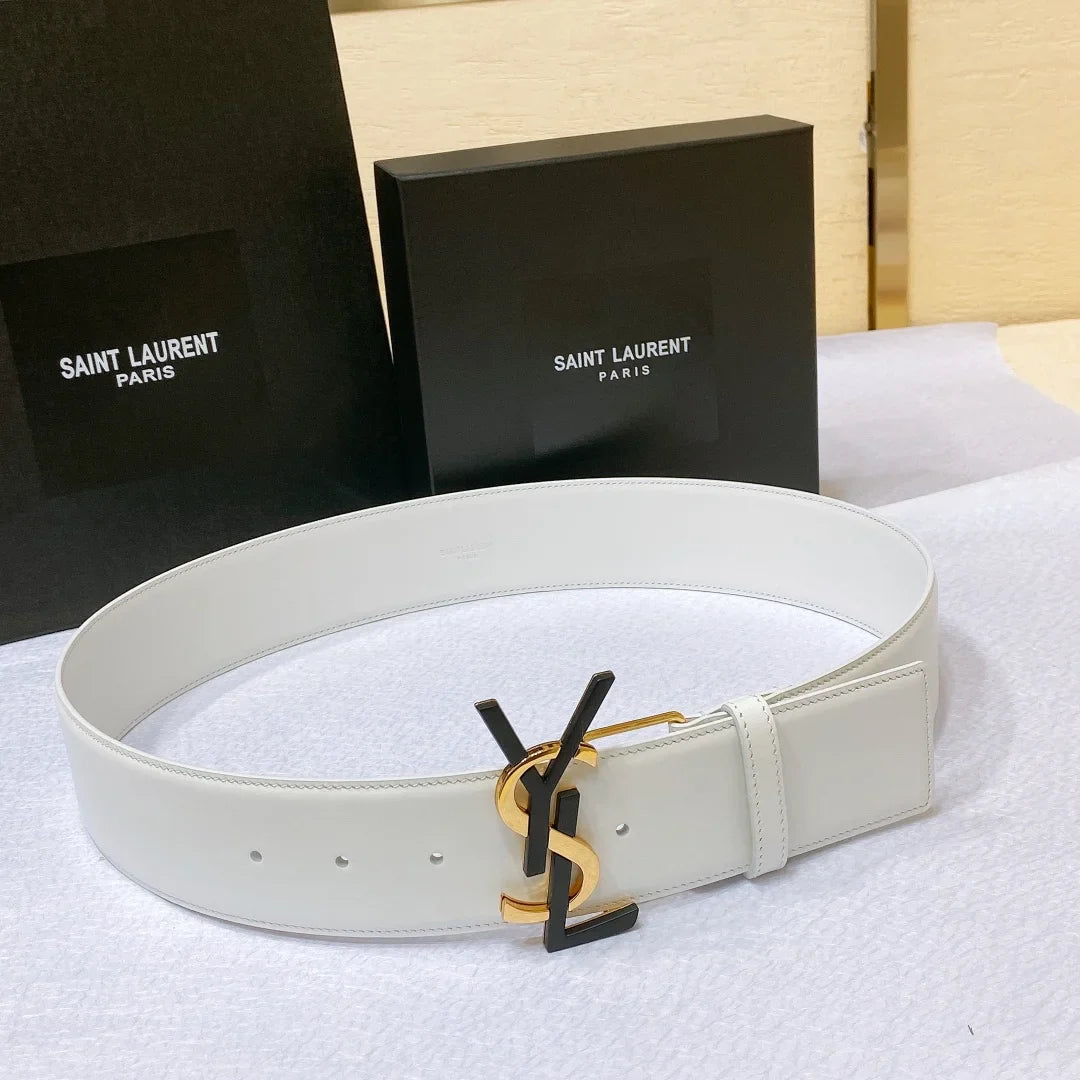 Saint Laurent Monogram Buckle Leather Belt
